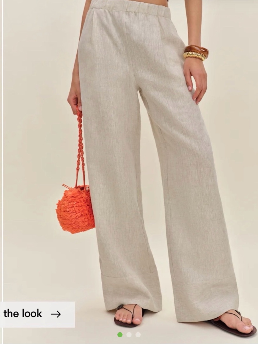 Reformation Wide-Leg Linen-Blend Pants in Light Taupe